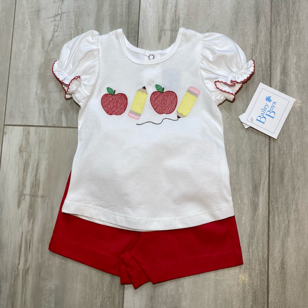 NWT The Bailey Boys Class Act Matching Puff Sleeve T-shirt & Shorts Set, 12M